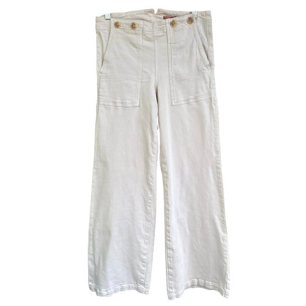 Anthropologie Pilcro The Kit High Rise Wide Leg Utility Trousers Cream 27